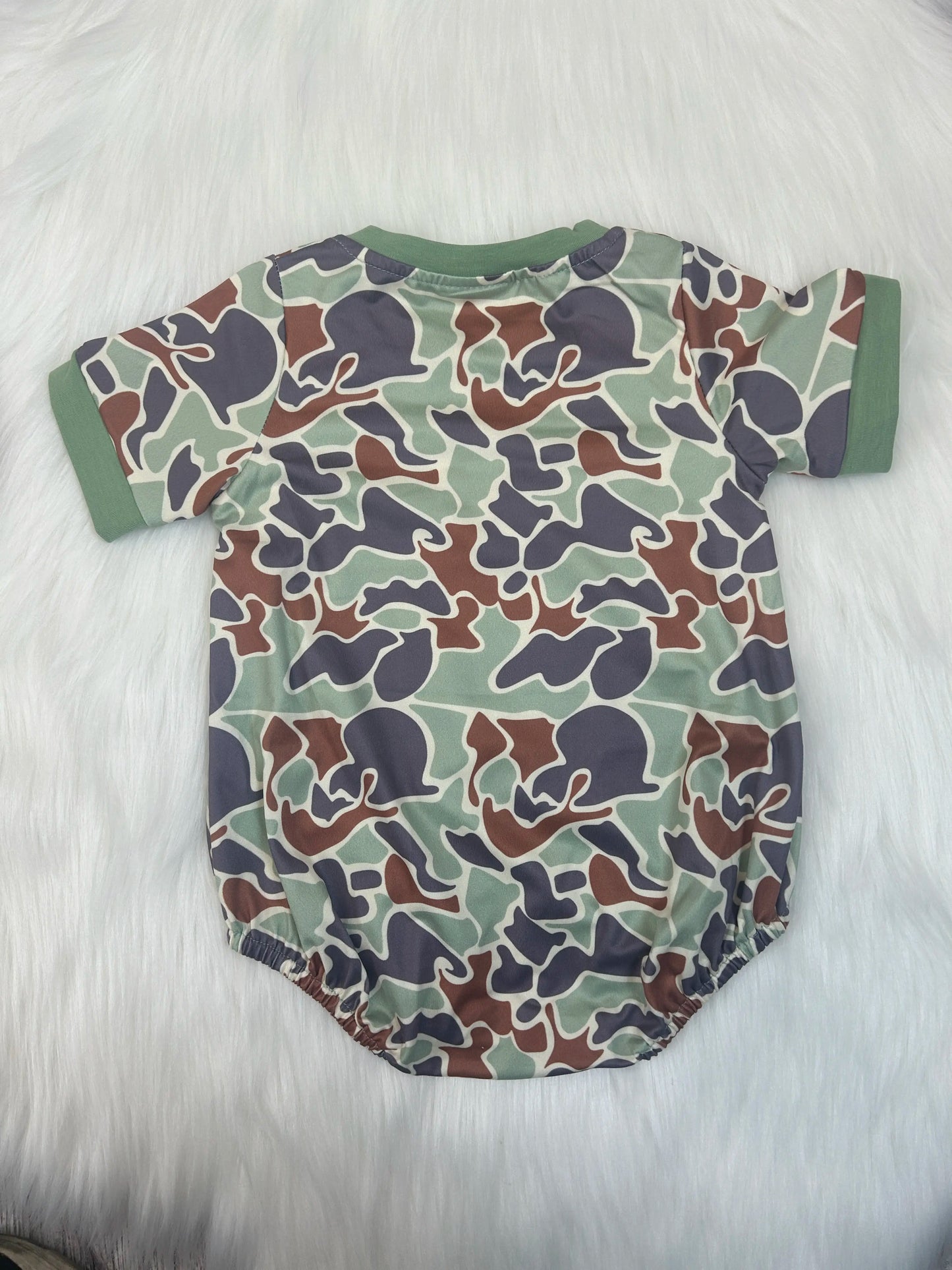 Baby Boy Milk Silk Short-Sleeve Romper - Embroidered Mallard Duck Motif, Fitted Cut, Toddler Outfit, Boys' Fashion Top
