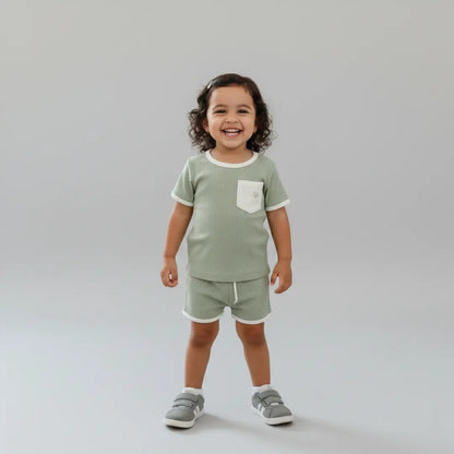 Organic Ribbed Cotton Toddler Short Set