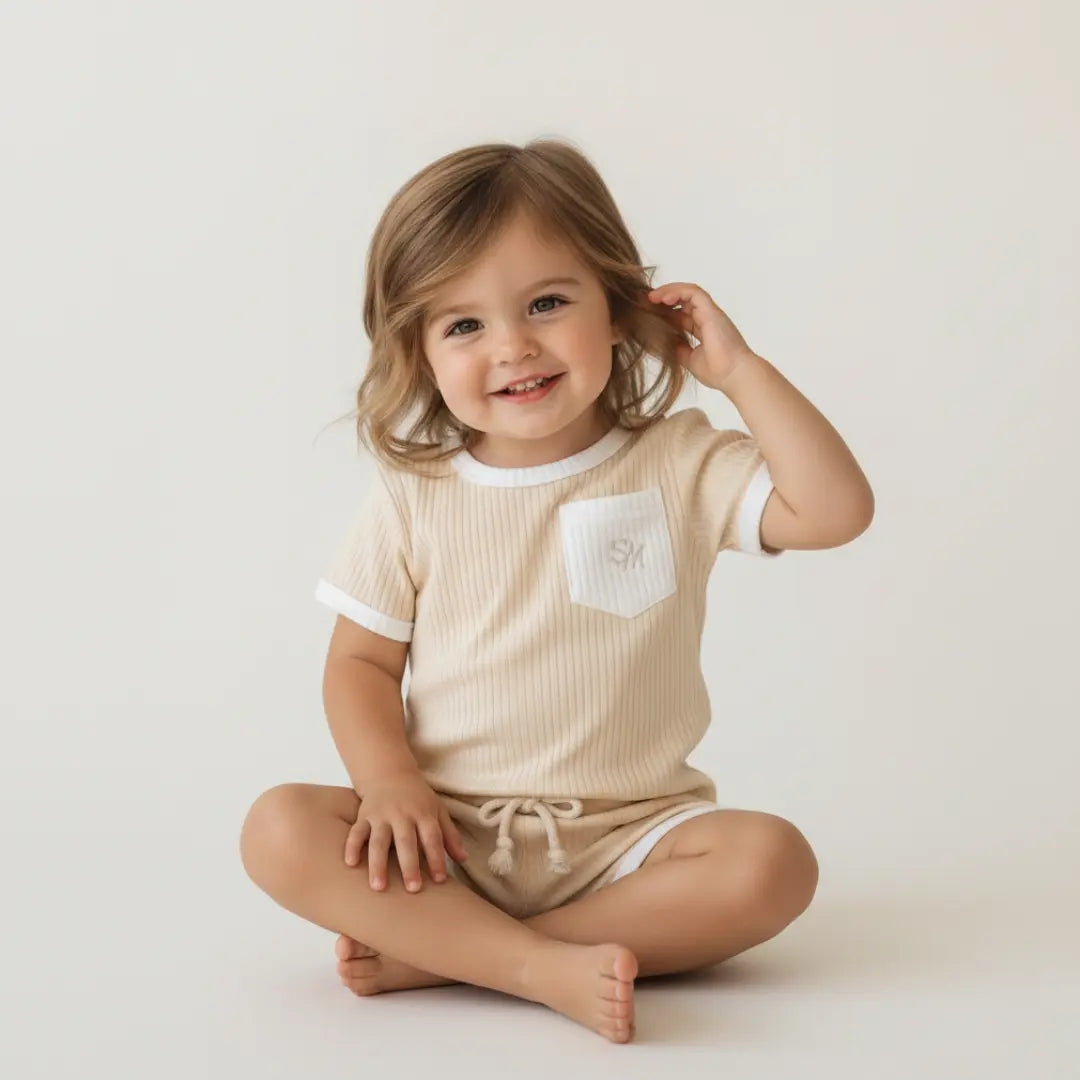 Organic Ribbed Cotton Toddler Short Set