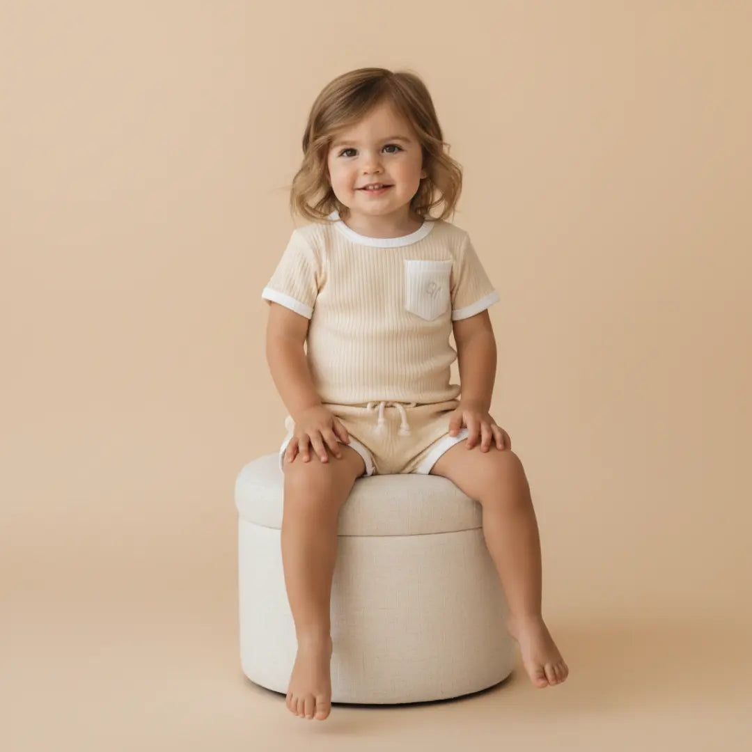 Organic Ribbed Cotton Toddler Short Set