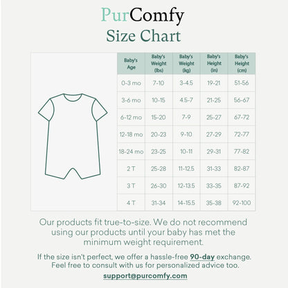 Purcomfy Supersoft Bamboo Short Sleeve Baby Romper, Comfortable Summer Sleepwear for Infant Boys Girls, One Piece Pajamas, Footless Jumpsuit Snap Closure, Perfect for Baby and Toddlers | 0–4Y Fit, Premium Bamboo Rayon, Unisex Design