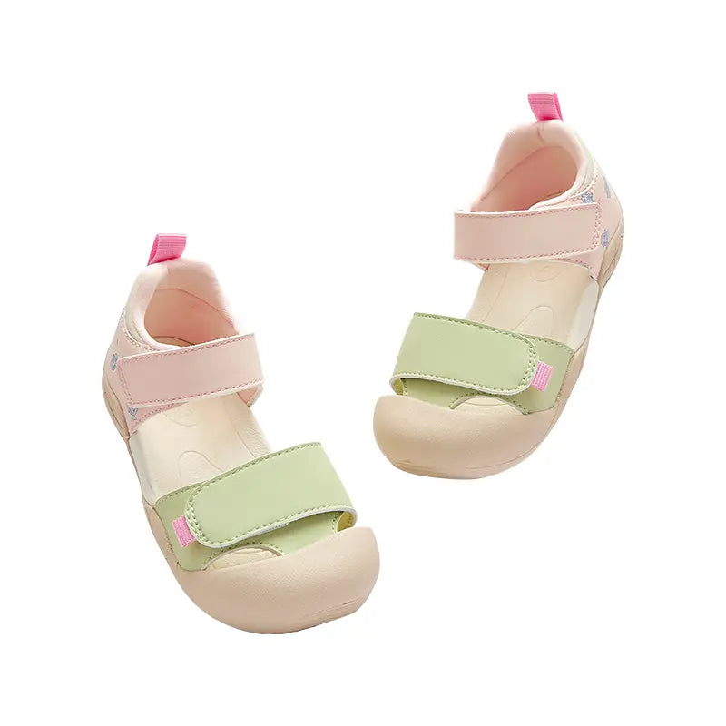 Balabala Toddler Closed-Toe Sandals - Adjustable Strap, Colorful, Soft Soled Shoes for Casual Summer Walking Footwear