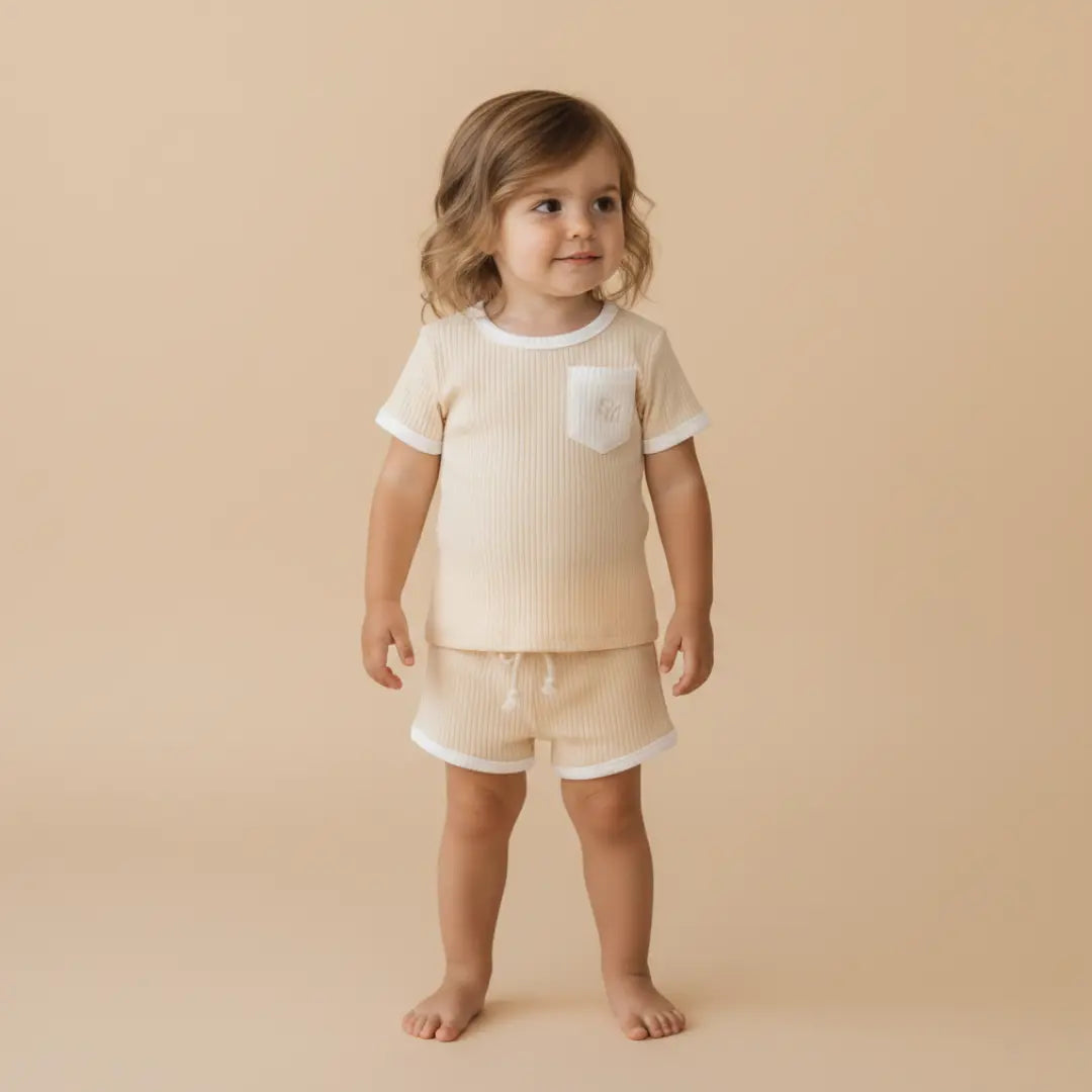 Organic Ribbed Cotton Toddler Short Set