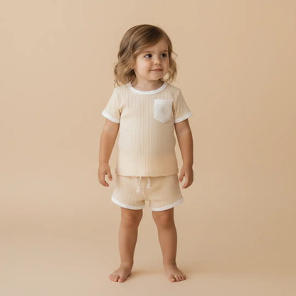 Organic Ribbed Cotton Toddler Short Set