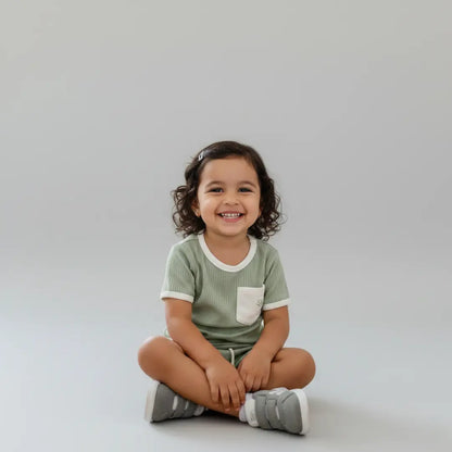 Organic Ribbed Cotton Toddler Short Set