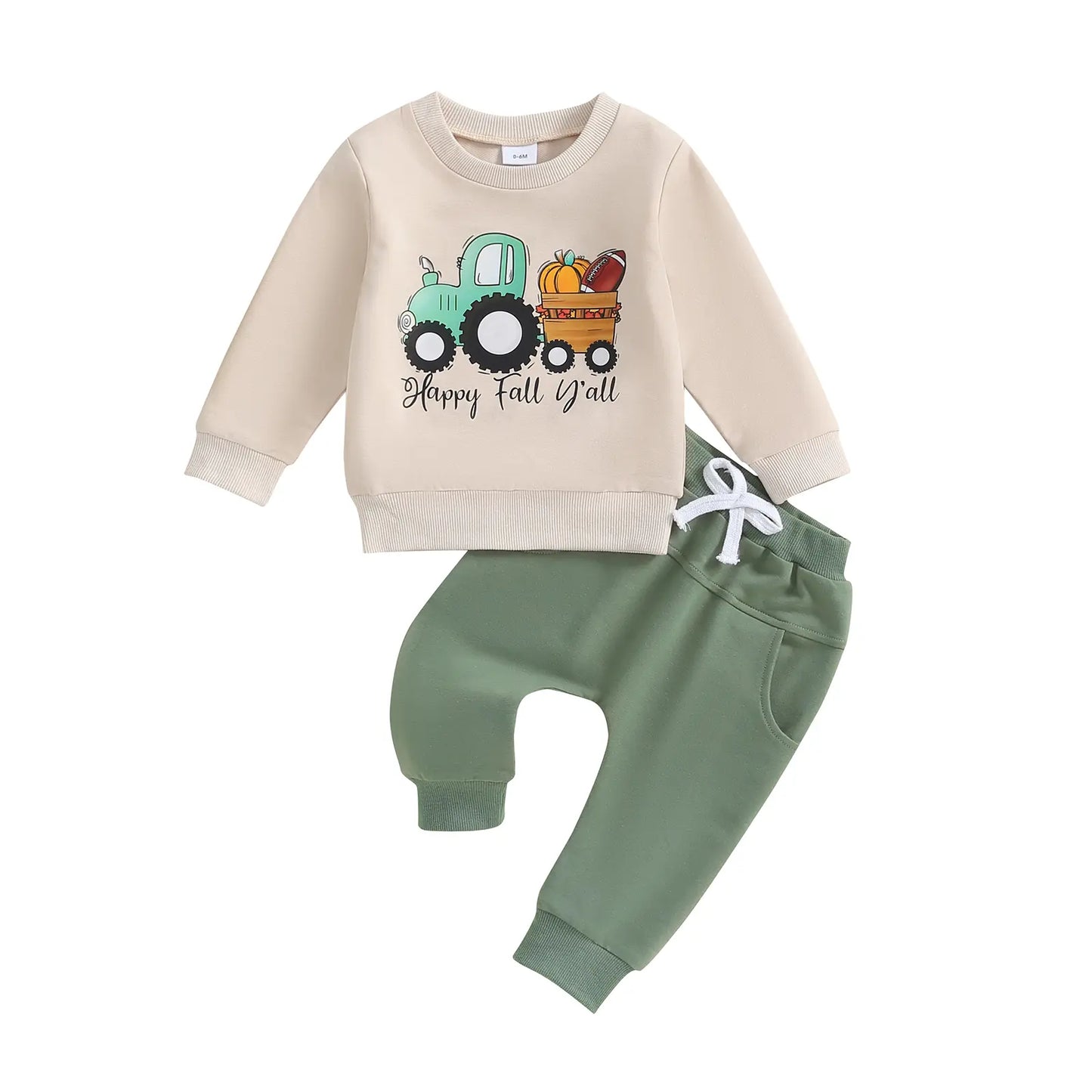 Baby 2Pcs Halloween Outfits Truck/Ghost Print Long Sleeve Sweatshirt + Pants Set Toddler Clothes