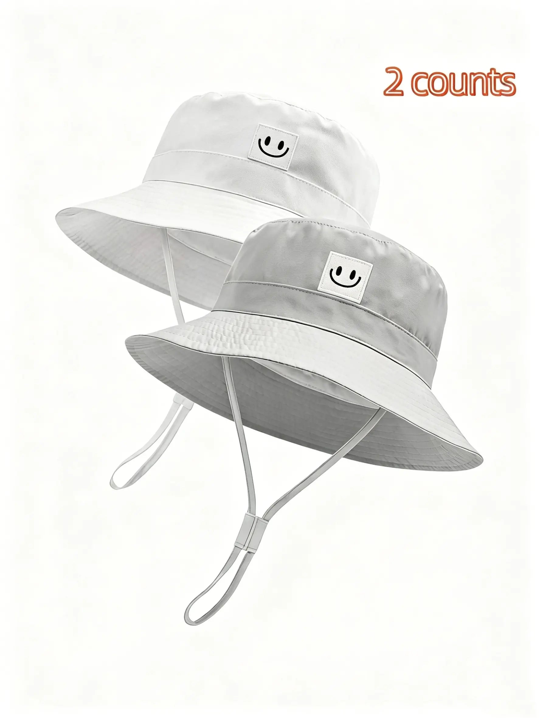 2-Pack Sun Hat Smiley Face Toddler Boy Girl Fisherman Cap Upf 50+, Summer UV Protection Hat, Cute Cartoon Style, Sun Bucket Hat