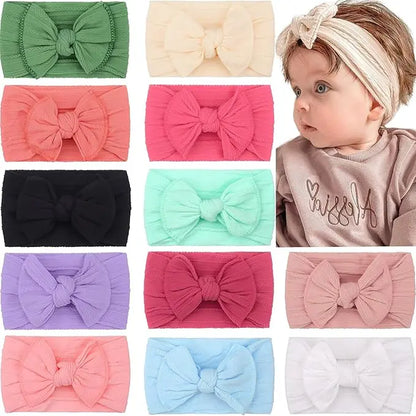 Super Stretchy Soft Knot Headbands with Hair Bows Head Wrap Hair Accessories for Newborn Baby Girls Infant Toddlers Kids