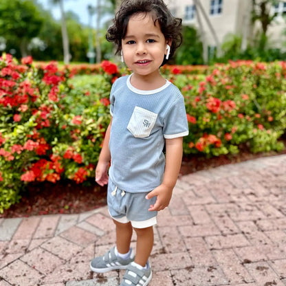 Organic Ribbed Cotton Toddler Short Set