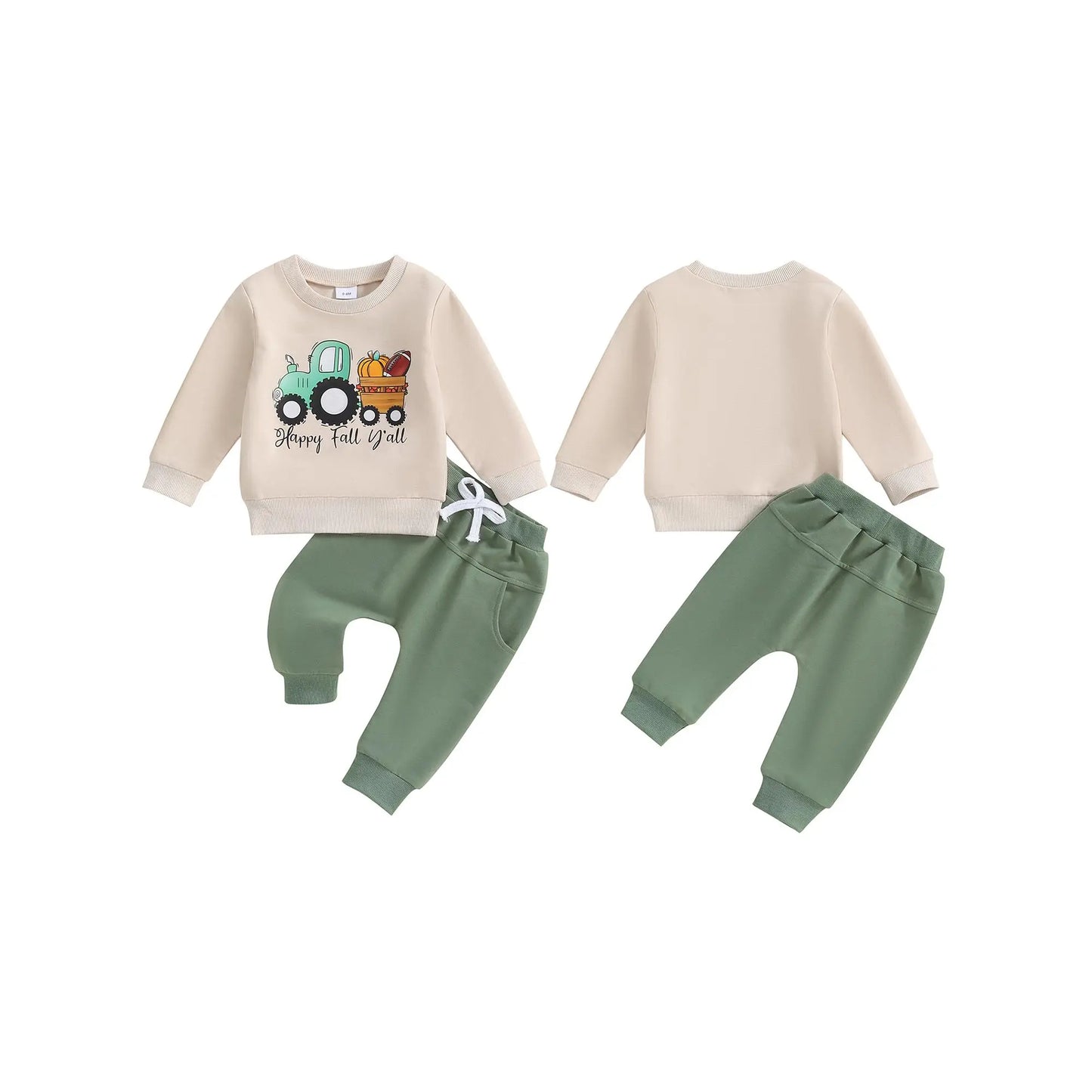 Baby 2Pcs Halloween Outfits Truck/Ghost Print Long Sleeve Sweatshirt + Pants Set Toddler Clothes