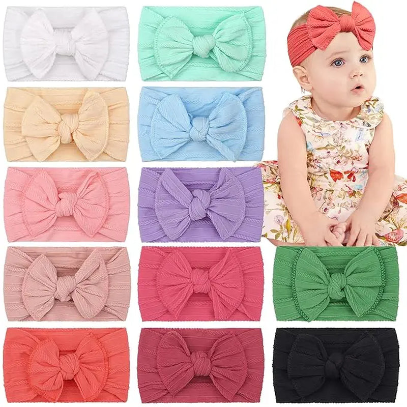 Super Stretchy Soft Knot Headbands with Hair Bows Head Wrap Hair Accessories for Newborn Baby Girls Infant Toddlers Kids