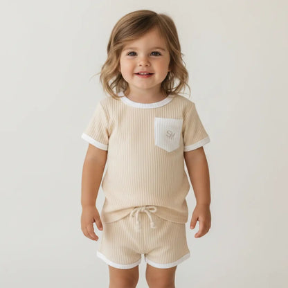 Organic Ribbed Cotton Toddler Short Set