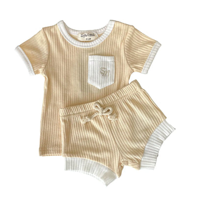 Organic Ribbed Cotton Toddler Short Set