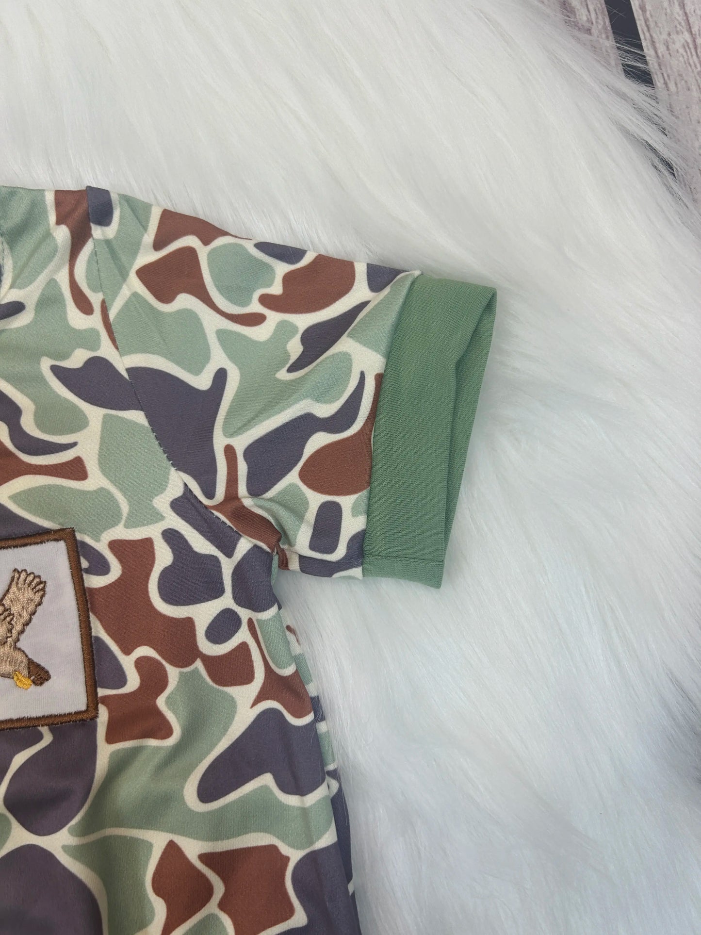 Baby Boy Milk Silk Short-Sleeve Romper - Embroidered Mallard Duck Motif, Fitted Cut, Toddler Outfit, Boys' Fashion Top