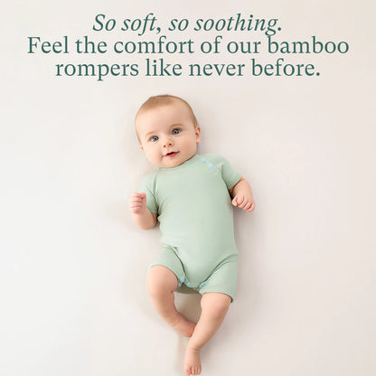 Purcomfy Supersoft Bamboo Short Sleeve Baby Romper, Comfortable Summer Sleepwear for Infant Boys Girls, One Piece Pajamas, Footless Jumpsuit Snap Closure, Perfect for Baby and Toddlers | 0–4Y Fit, Premium Bamboo Rayon, Unisex Design